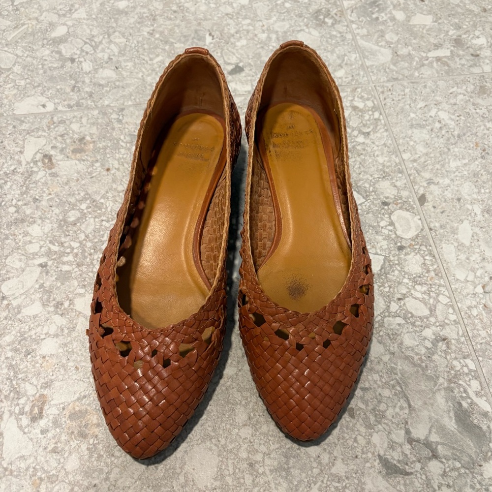 Sezane Chestnut Woven Loafers